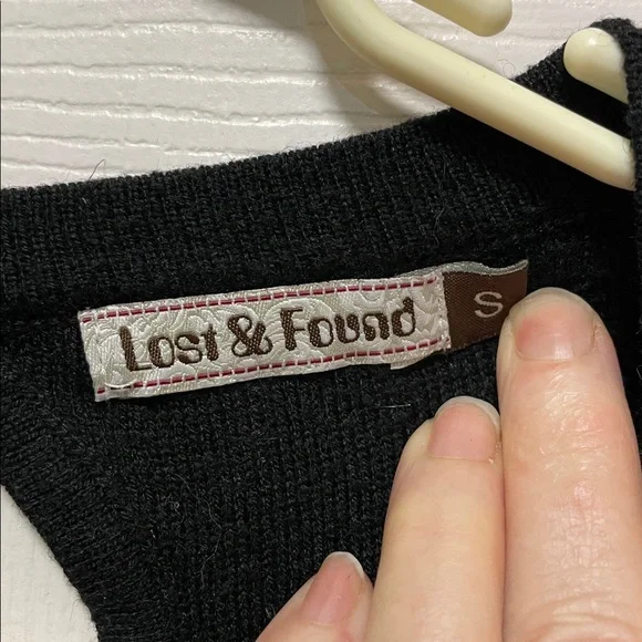 Lost & Found | Wool Blend | Black | Knit | V Neck |Mini | Pullover Dress |Size S - Picture 5 of 16